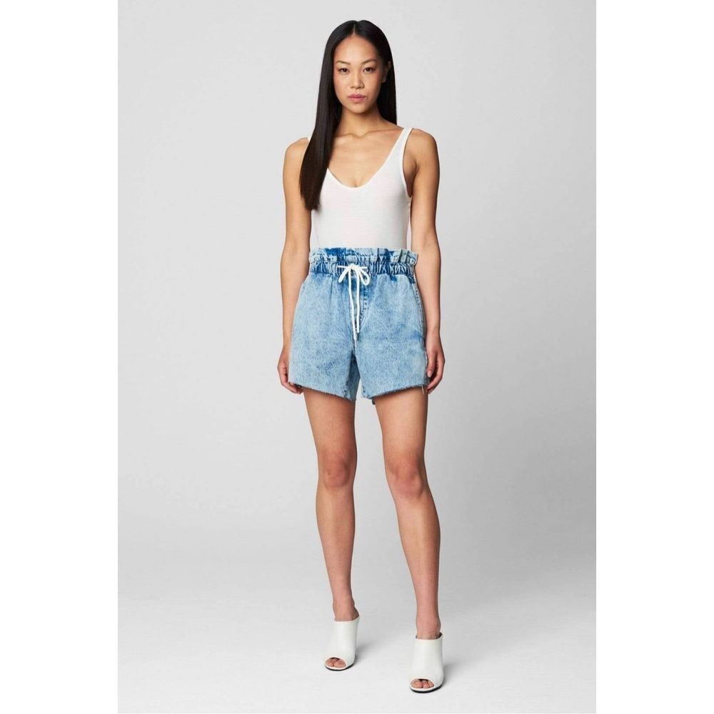 NWT Blank NYC Love On Top Shorts Acid Wash Elastic Waist Denim Drawstring Short